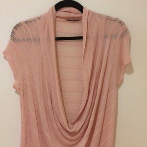 Draped/cowl-neck pink top